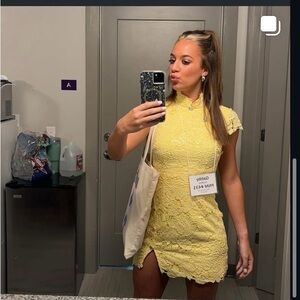 Elegant Yellow Lace Dress